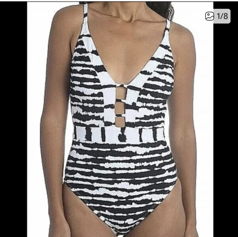 La Blanca Zebra Striped One Piece NWOT